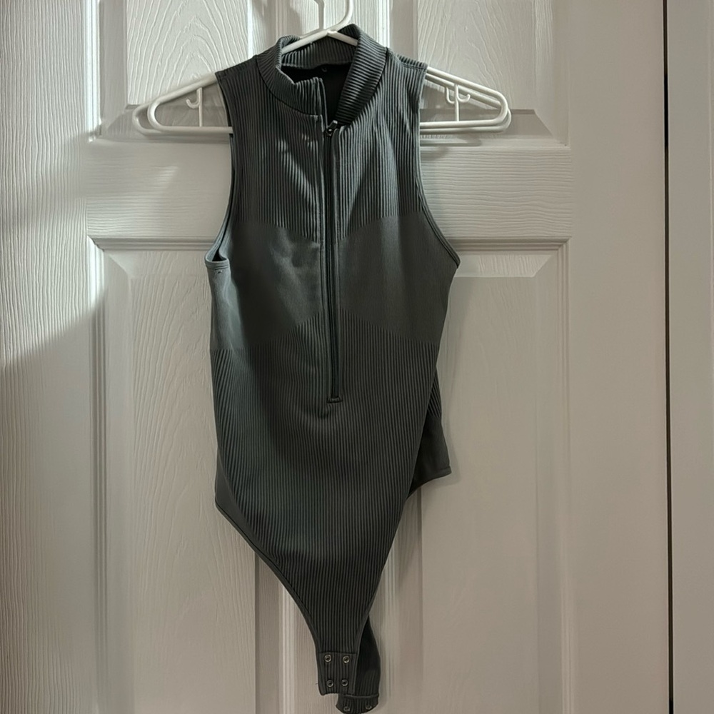 Grey athletic bodysuit